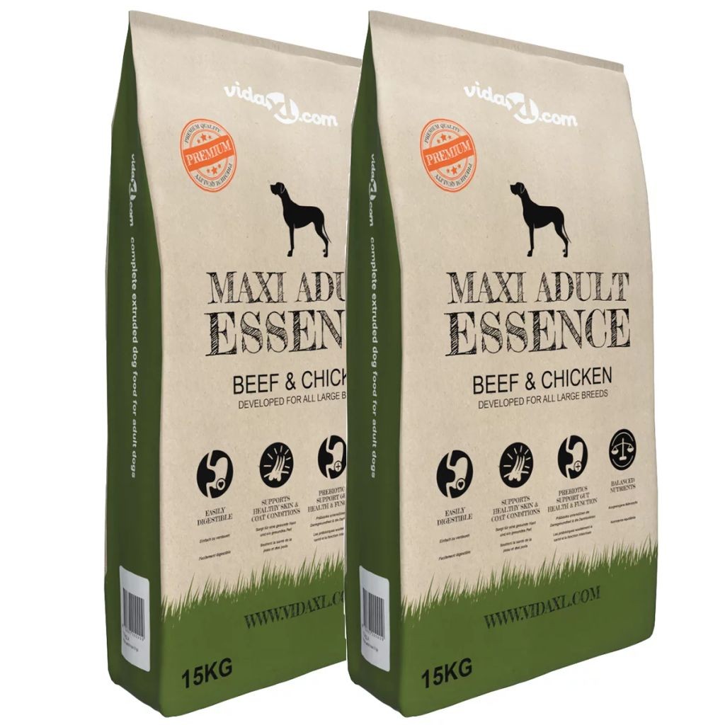 Premium Dry Dog Food Maxi Adult Essence Beef Chicken 2pcs 30kg